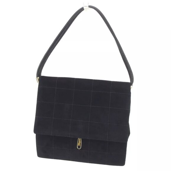 Salvatore Ferragamo 2way Shoulder Bag Stitch Suede ?~ Leather Used - Picture 1 of 7